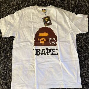 Bape White Pixel Ape Head T-Shirt